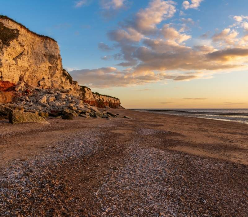 Hunstanton Cliffs on the Norfolk coast in England