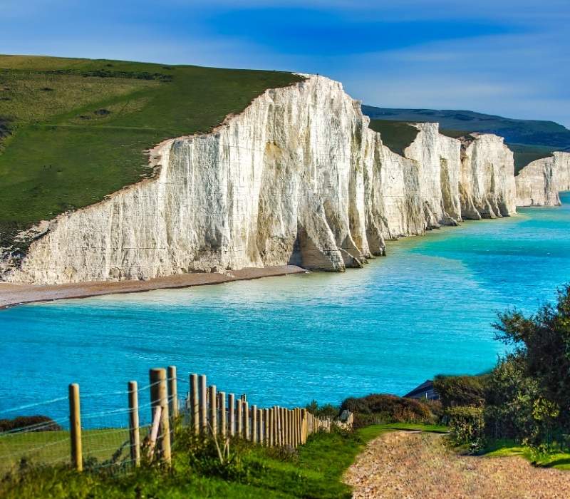 Scenic view of White Cliffs of Dover England coastline