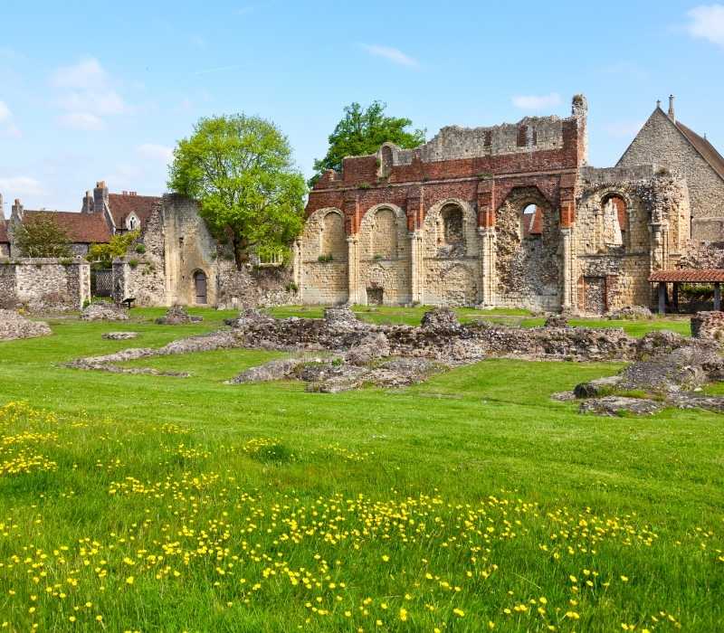 Historic St Augustine’s Abbey and medieval ruins in Canterbury, UK