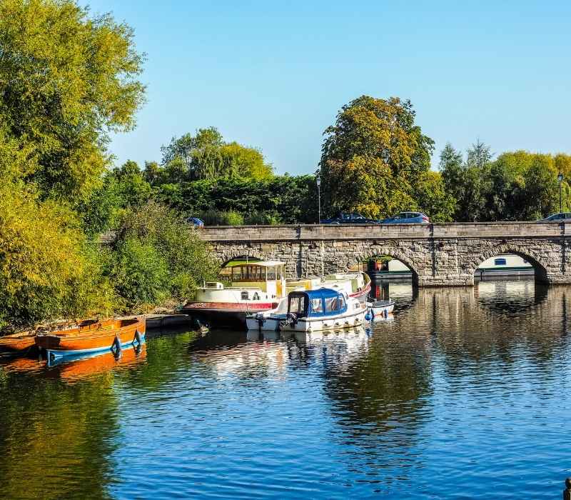 Scenic River Avon landscape in Stratford-upon-Avon, UK