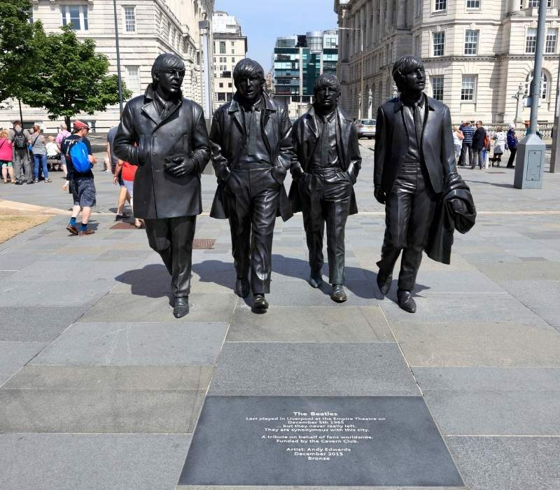 Famous Beatles statues in Liverpool city center