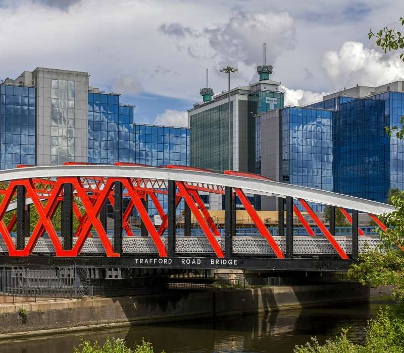 Historic Trafford Road Swing Bridge on the Manchester Ship Canal, Manchester