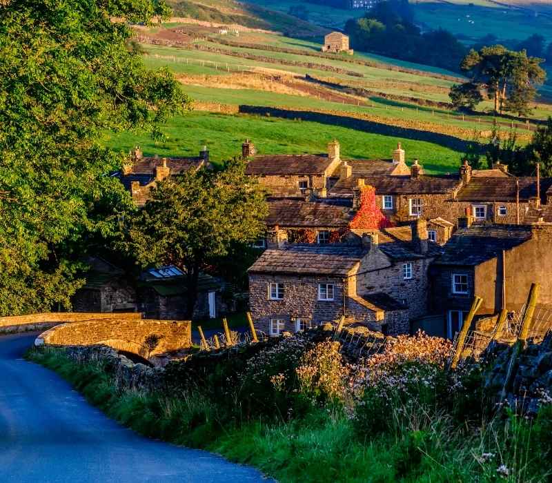 Traditional stone village of Thwaite in Swaledale, Yorkshire Dales, UK